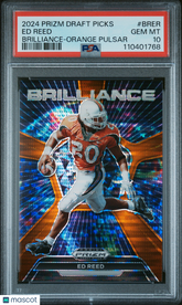 2024 Panini Prizm Draft Picks Brilliance Ed Reed #BRER Orange Pulsar PSA 10